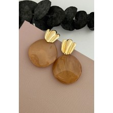 Nuva Atelier Luna Açık Kahverengi Küpe