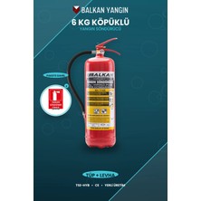 Balkan Ticaret Balkan 6 kg Köpüklü Yangın Tüpü Söndürme Cihazı Ev ve Araç Uyumlu TSE-HYB CE Belgeli