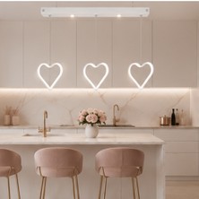 TT901-3S-BY Tt Aydınlatma Kalp Modeli Spotlu Mat Beyaz 3 Lü Sıralı LED Avize