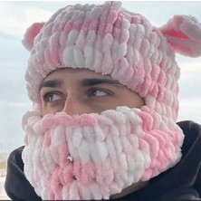 Moonaja Wegh Bere - Balaklava Kar ve Kayak Maskesi - Puffy Kulaklı Maske Wegh Rumi Şapka Wegh Maske