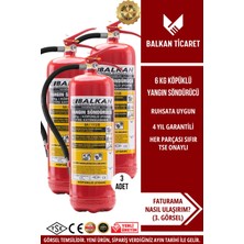 Balkan Ticaret Köpüklü Yangın Tüpü 6 kg 3 Adet Tse Hyb Ce Belgeli Ruhsata Uygun