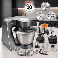Bosch 1000 W Çok Amaçlı Standlı Mikser, 3,9 L Çelik Hazne, 12 Parça - Kıyma Aparatı + Doğrayıcı + Narenciye Sıkacağı + Çırpıcı + Karıştırıcı + Hamur Kancası