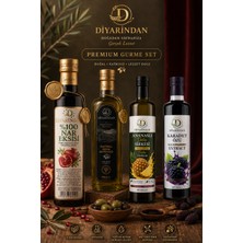 Diyarından 4\'lü Premium Gurme Set | Nar Ekşisi, Zeytinyağı, Karadut Özü ve Ananaslı Detox Sirkesi Doğal Lezzet Paketi