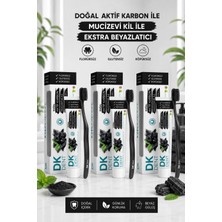 Dermokil Dk Dent Aktif Karbonlu Florürsüz Diş Macunu 3X75 ml Diş Fırçası Hediyeli