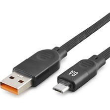 Hobilinka Micro USB Şarj ve Data Kablosu 6A 1 M Örgülü Siyah ND1181