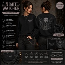 Tişört Kodu Night Watcher Kadın Sırt Baskılı Sweatshirt