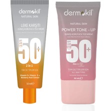 Dermokil Leke Karşıtı Spf 50+ &power Tone-Up Ton Eşitleyici Spf 50+ Güneş Kremi 2X50 ml