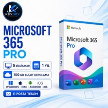 Microsoft 365 Pro 5 Bilgisayar | 1 Yıl Dijital Aktivasyon | Windows Mac Android Ios | 100 GB Bulut Depolama | E-Posta Teslim