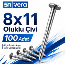 5n Vera 8X11 Oluklu Çivi 100 Adet | Güçlü Tutuşlu Ahşap, Tamir ve Hobi Çivisi