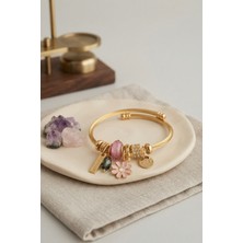 Havor Pembe Papatya Model Gold Renk Charmlı Bileklik