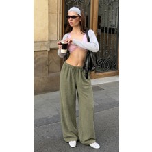 Damga Kadın Yazlık Jogger Yeşil Ayrobin Keten Pantolon