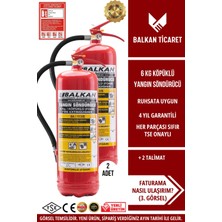 Balkan Ticaret Bina Yangın Tüpü 6kg Köpüklü 2 Adet Talimat Tse Hyb Ce Belgeli Ruhsata Uygun