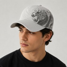 Valkyrie Dragon Nefes Alabilir Beyaz Spor Şapka – Ayarlanabilir Outdoor Balıkçı Günlük Unisex Şapka