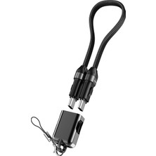 Belirtilmemiş S-Link Armor CC-020 60W 20 cm Type-C To Type-C Pd Örgülü Metal Başlıklı Siyah Hızlı Şarj Kablosu, K