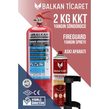 Balkan Ticaret Iş Yeri Yangın Tüpü 2kg Tse Belgeli Askı Aparatı Fireguard Yangın Spreyi Ruhsata Uygun 4 Yıllık Kkt Abc