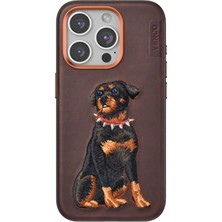 Novapazr Venco Iphone 15 Pro Perma Desenli Kapak - Koyu Kahve