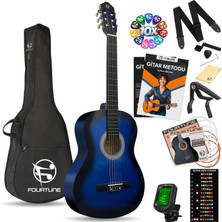 1001 C-180BL Mavi Klasik Gitar Seti 4/4 Sap Ayarlı
