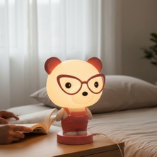 Keyfim Shop Sevimli Gözlüklü Köpek LED Gece Lambası – Çocuk Odası Dekoratif Masa Lambası