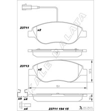 Kale Balata Dpmix-Hb Ön Fren Balatasi Fişli Fiat Bro Ii 08-14 Egea Hb 15- Alfa Romeo Mito 08-15 Lancia Delta Iii 08-1