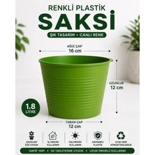 Nexvoria Yeşil Plastik Saksı 1.8 Litre | Tabaksız Saksı | Dayanıklı Dekoratif Çiçek ve Bitki Saksısı | Ev Balkon Bahçe | 15 Pot Saksı Set
