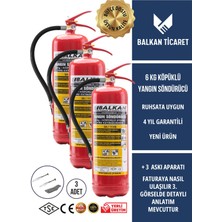 Balkan Ticaret Köpüklü Yangın Söndürme Tüpü 6kg 3 Adet Askı Aparatı Tse Hyb Ce Belgeli Ruhsata Uygun
