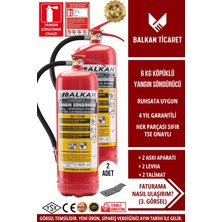 Balkan Ticaret Depo Yangın Tüpü 6kg Köpüklü 2 Adet Askı Aparatı Levha Talimat Tse Hyb Ce Belgeli Ruhsata Uygun