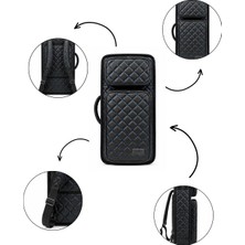 Erga Müzik Profesyonel Gigbag (Korumalı) 3'lü Kemençe Kılıfı Siyah Mavi Kapitoneli Deri Su Geçirmez