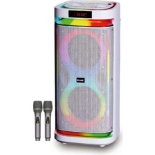 Başkenttekno BTS-2407 75W Çift Mikrofonlu Rgb Işikli Taşinabilir Tws Kablosuz Parti Hopörlör