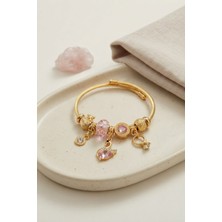 Havor Pembe Swan Model Gold Renk Charmlı Bileklik