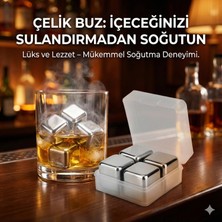 Ulu Pazarlama 4'lü Çelik Metal Kaplama Viski Taşı Soğutma Buz Küpü