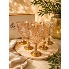 On Dekor 6'lı Amber Viena Gold Ayaklı Kahve Yanı Bardağı