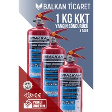 Balkan Ticaret Küçük Yangın Tüpü 1kg 3 Adet Ruhsata Uygun 4 Yıllık Tse Hyb Ce Belgeli Kkt Abc