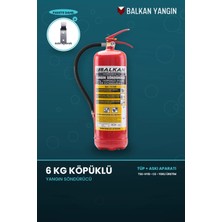 Balkan Ticaret 6 kg Köpüklü Foam Ab Yangın Söndürücü TSE-HYB CE Belgeli Askı Aparatı ile Kolay Kullanım