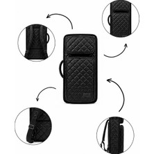 Erga Müzik Profesyonel Gigbag (Korumalı) 3'lü Kemençe Kılıfı Siyah Kapitoneli Deri Su Geçirmez