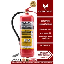 Balkan Ticaret Köpüklü Yangın Söndürme Tüpü 6 kg Askı Aparatı Tse Hyb Ce Belgeli Ruhsata Uygun