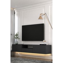 Dekortis Home Dekor 180DHDTDALÇ1A Sadem LED Işıklı Kapaklı Duvara Monte Tv Sehpası Antrasit