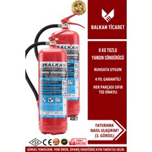 Balkan Ticaret Iş Yeri Yangın Tüpü 6 kg 2 Adet Kkt Abc Ruhsata Uygun 4 Yıllık Tse Hyb Ce Belgeli