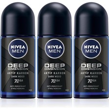 1001 Men Erkek Roll-On Deodorant Deep Dimension 50ML, 48 Saat Koruma, X3 Adet