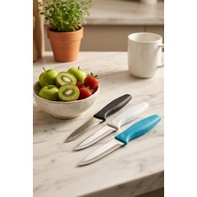 Makri Home 3'lü Renkli Soyma Bıçağı Seti (Siyah, Beyaz, Mavi) – 19 cm