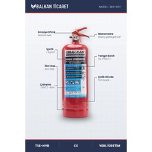 Balkan Ticaret 2 kg Yangın Söndürme Tüpü Tozlu Abc Tüvtürk Onaylı Tse-Hyb Ce Belgeli 4 Yıl Garantili