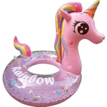 Empressco Pembe Bermuda Unikorn Figürlü Simli Simit 65 cm – Eğlenceli ve Renkli Dekor