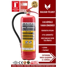 Balkan Ticaret Işyeri Yangın Tüpü 6kg Köpüklü Levha Talimat Tse Hyb Ce Belgeli Ruhsata Uygun