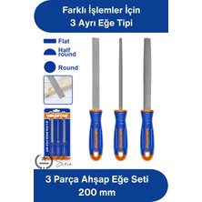 Svein #eğeseti 3 Parça Ahşap Eğe Seti 200 mm Orta Pürüzlü Düz Yarım Yuvarlak Yuvarlak Törpü Ergonomik Sap Karbon Çelik Marangoz Mobilya Oyma Zımparalama El Aleti Profesyonel