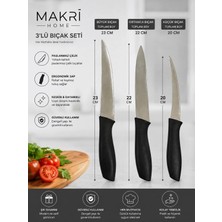 Makri Home 3'lü Paslanmaz Çelik Mutfak Bıçak Seti – 23 Cm, 22 Cm, 20 cm