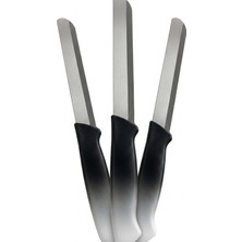 Makri Home 3'lü Tırtıklı Meyve ve Kahvaltı Bıçağı Seti Siyah-Beyaz Saplı 21 cm