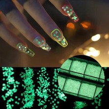 Belirtilmemiş Fosforlu Karanlıkta Parlayan Tırnak Süsleme Pulları 12'li Set + Taş Tutucu Kalem Nail Art