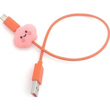 Belirtilmemiş Spelt Şarj Kablosu Kablo Ucu Koruyucu Koruma Kaplama Figür Pink Cloud