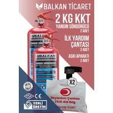 Balkan Ticaret 2kg Mutfak Yangın Tüpü 2 Adet Askı Aparatı Ilkyardım Seti Ruhsata Uygun 4 Yıllık Tse Hyb Ce Belgeli
