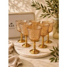 On Dekor 6'lı Amber Aurea Gold Ayaklı Kahve Yanı Bardağı