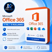 Microsoft Office 365 Aile 5 Kullanıcı | 1 Yıl Orijinal Dijital Lisans | Windows Mac Android Ios | 100 GB Depolama